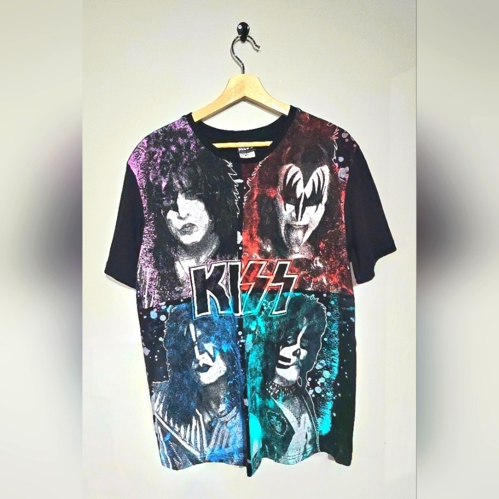 Kiss All Over Print Officially Licensed Mens Size Large Black Shirt 2021
